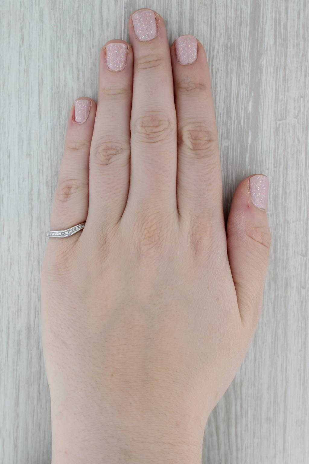 Dark Gray 0.60ctw Contoured Diamond Wedding Band 14k White Gold Size 7 Stackable Ring