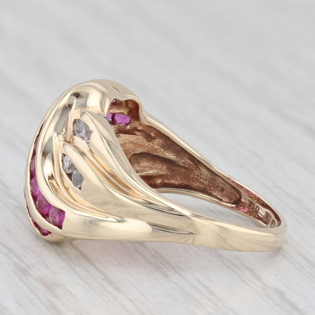 Light Gray 1.25ctw Ruby White Sapphire Knot Ring 10k Yellow Gold Size 7