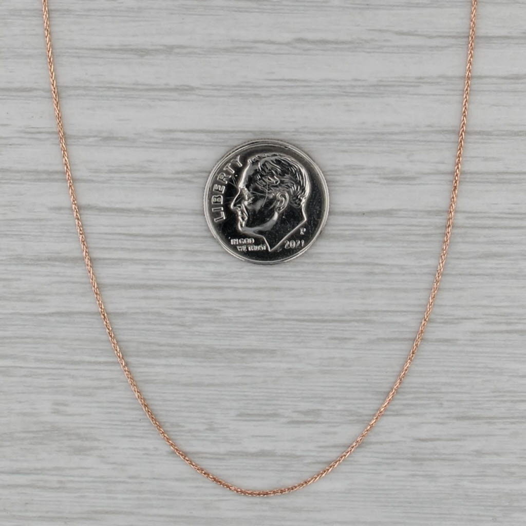 Wheat Chain Necklace 14k Rose Yellow Gold 16" 0.8mm