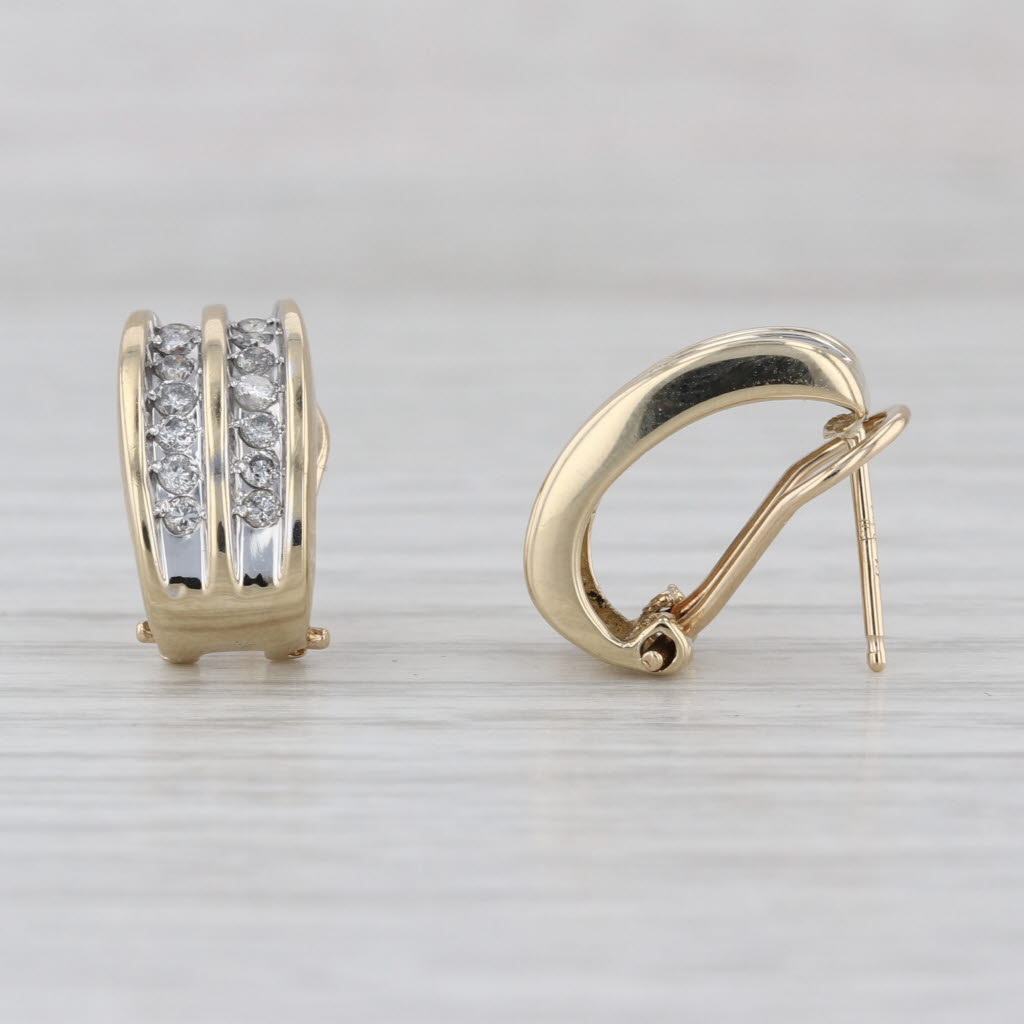 0.47ctw Diamond Rows Drop Earrings 14k Yellow Gold Omega Backs