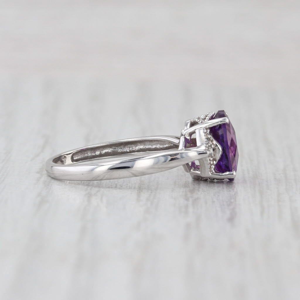2.68ctw Lab Created Purple Sapphire Diamond Ring 10k White Gold Size 7