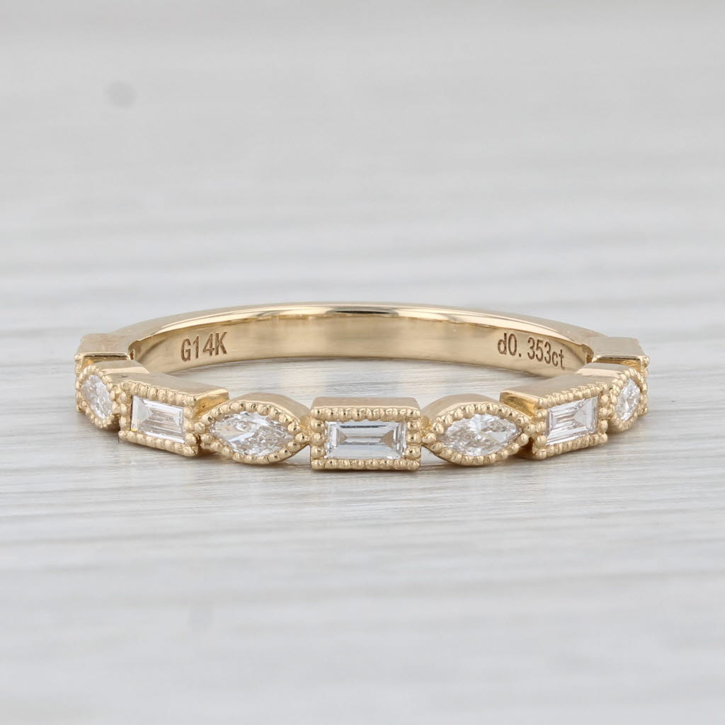Light Gray New 0.35ctw Stackable Diamond Ring 14k Yellow Gold Size 6.5 Wedding Band