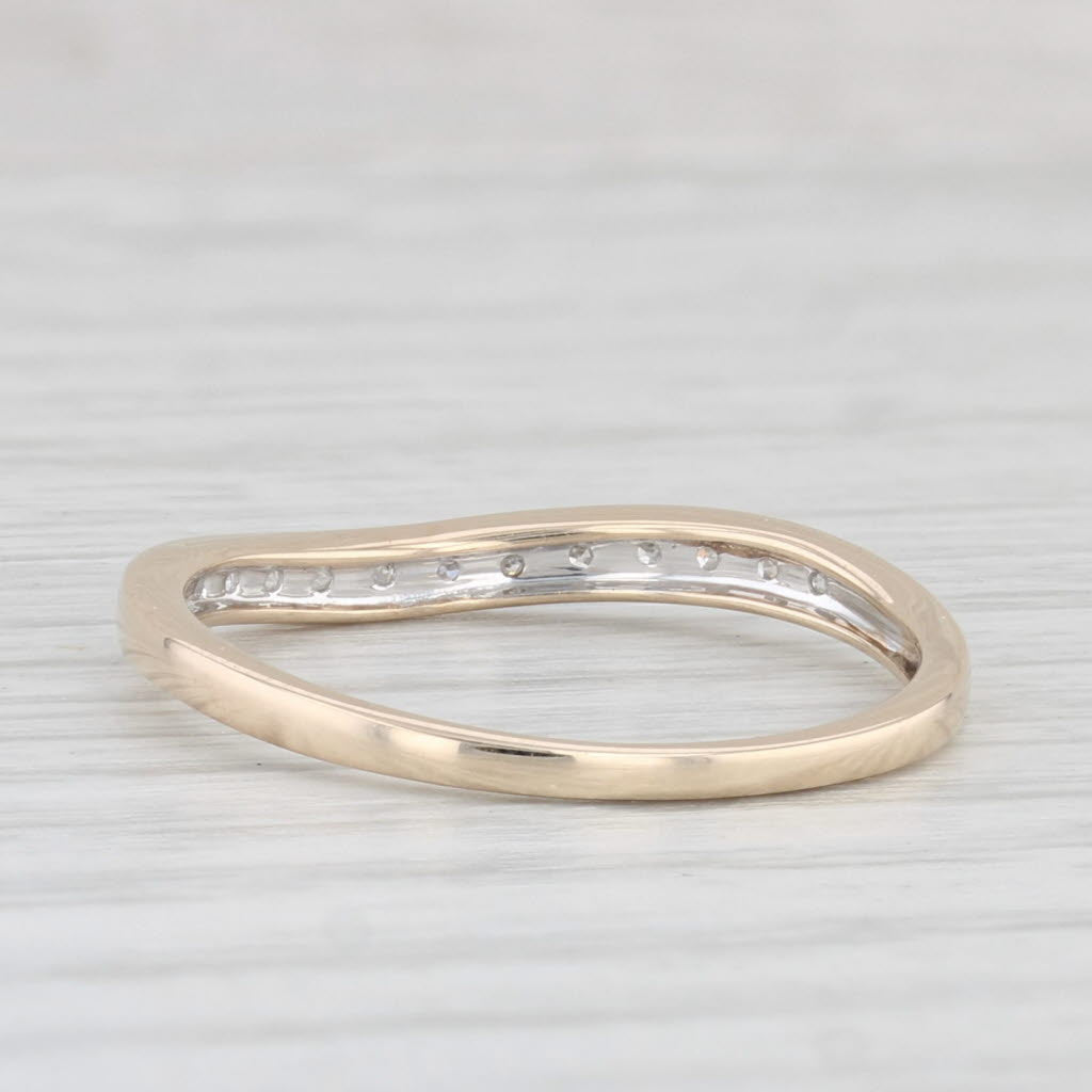 Light Gray Contoured Diamond Wedding Band 10k Yellow Gold Size 7 Stackable Guard