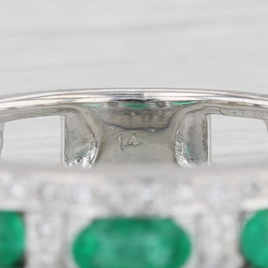 Light Gray 0.85ctw Emerald Diamond Ring 14k White Gold Size 6 Stackable Wedding Band