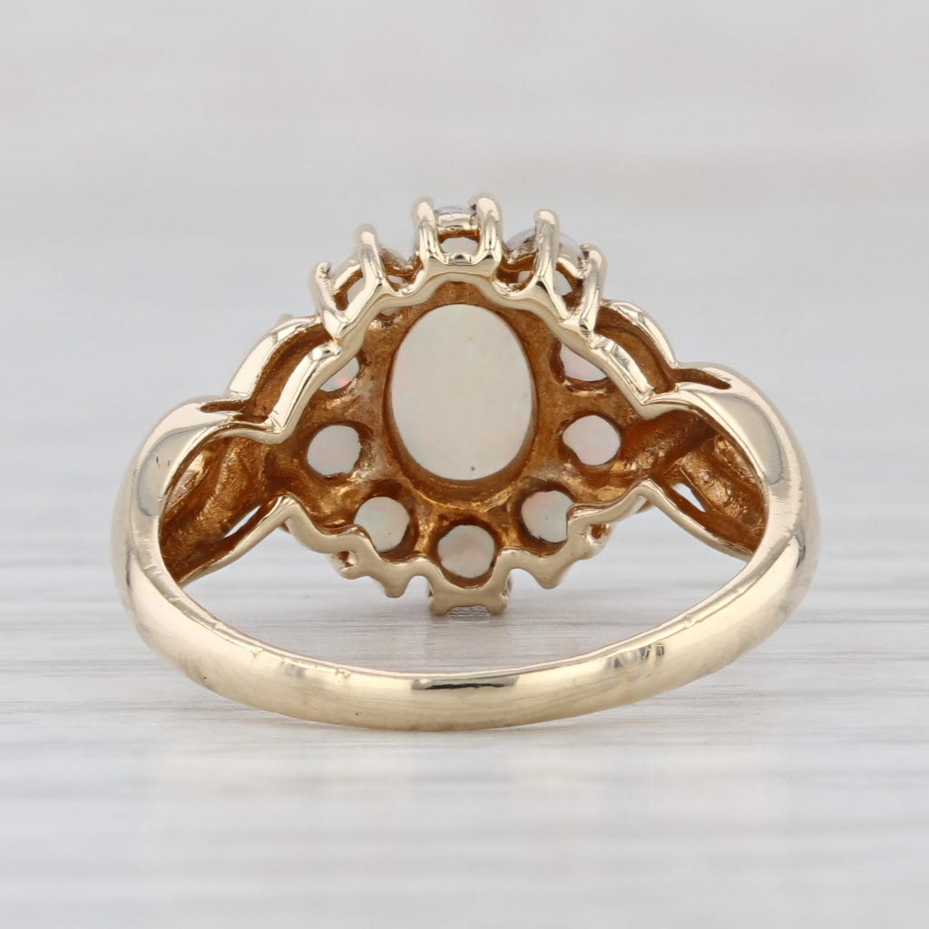 Opal Cabochon Halo Ring 10k Yellow Gold Size 6