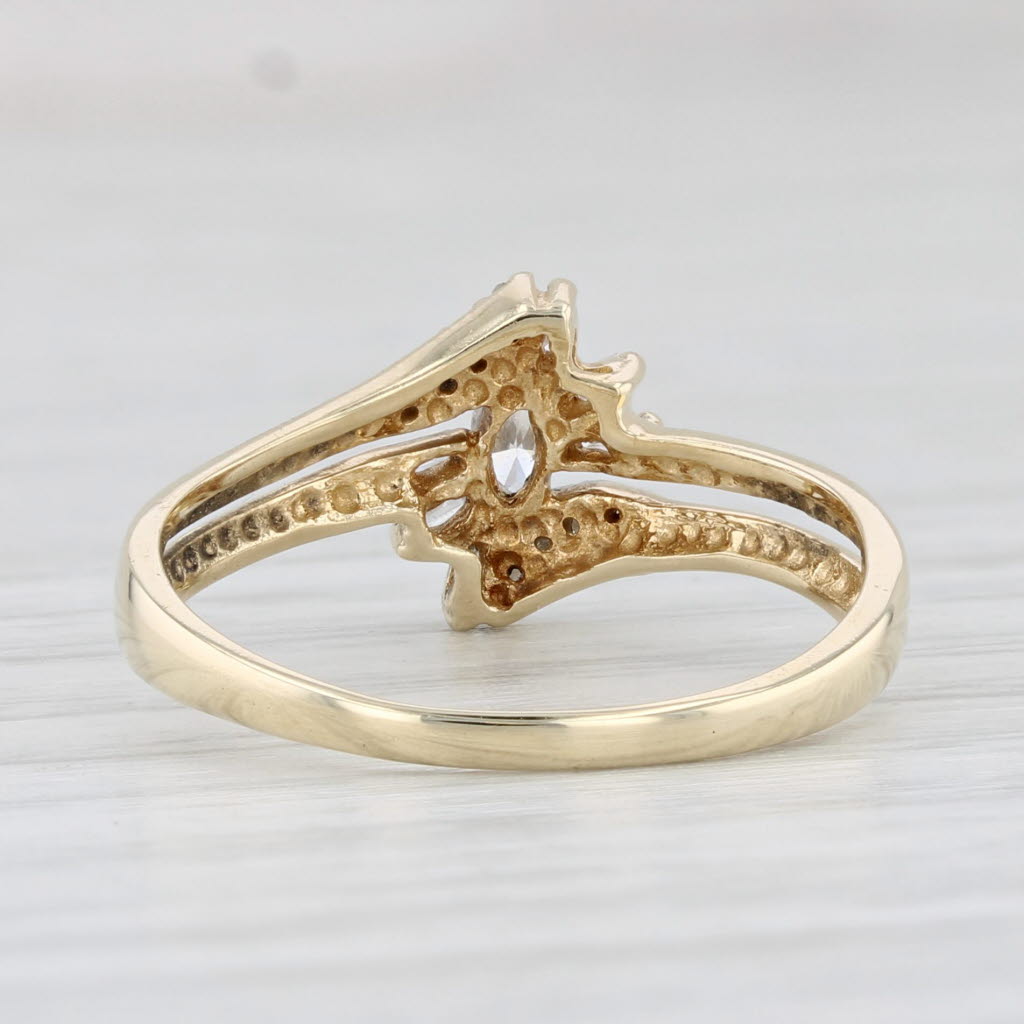 Light Gray 0.12ctw Marquise Diamond Bypass Ring 10k Yellow Gold Size 7.25 Engagement