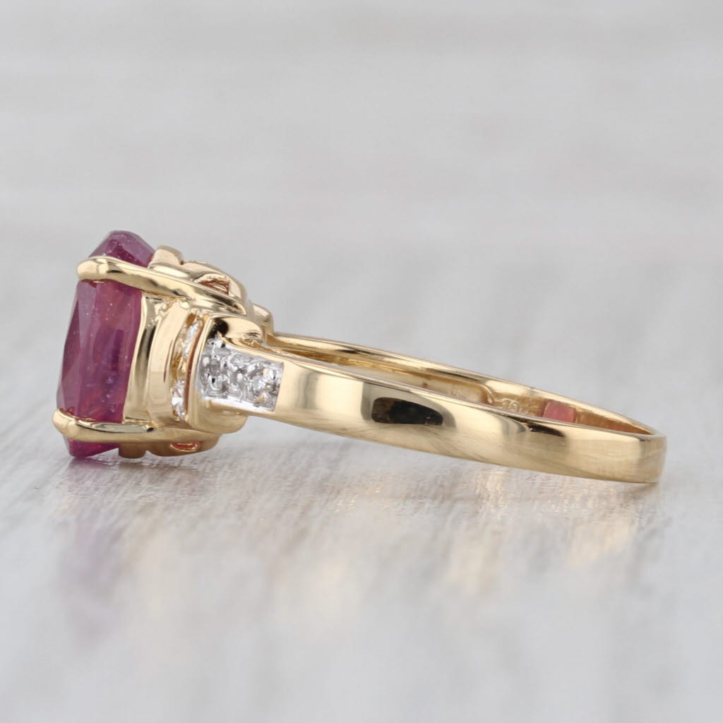 4.14ctw Oval Ruby Diamond Ring 18k Yellow Gold Size 7.75