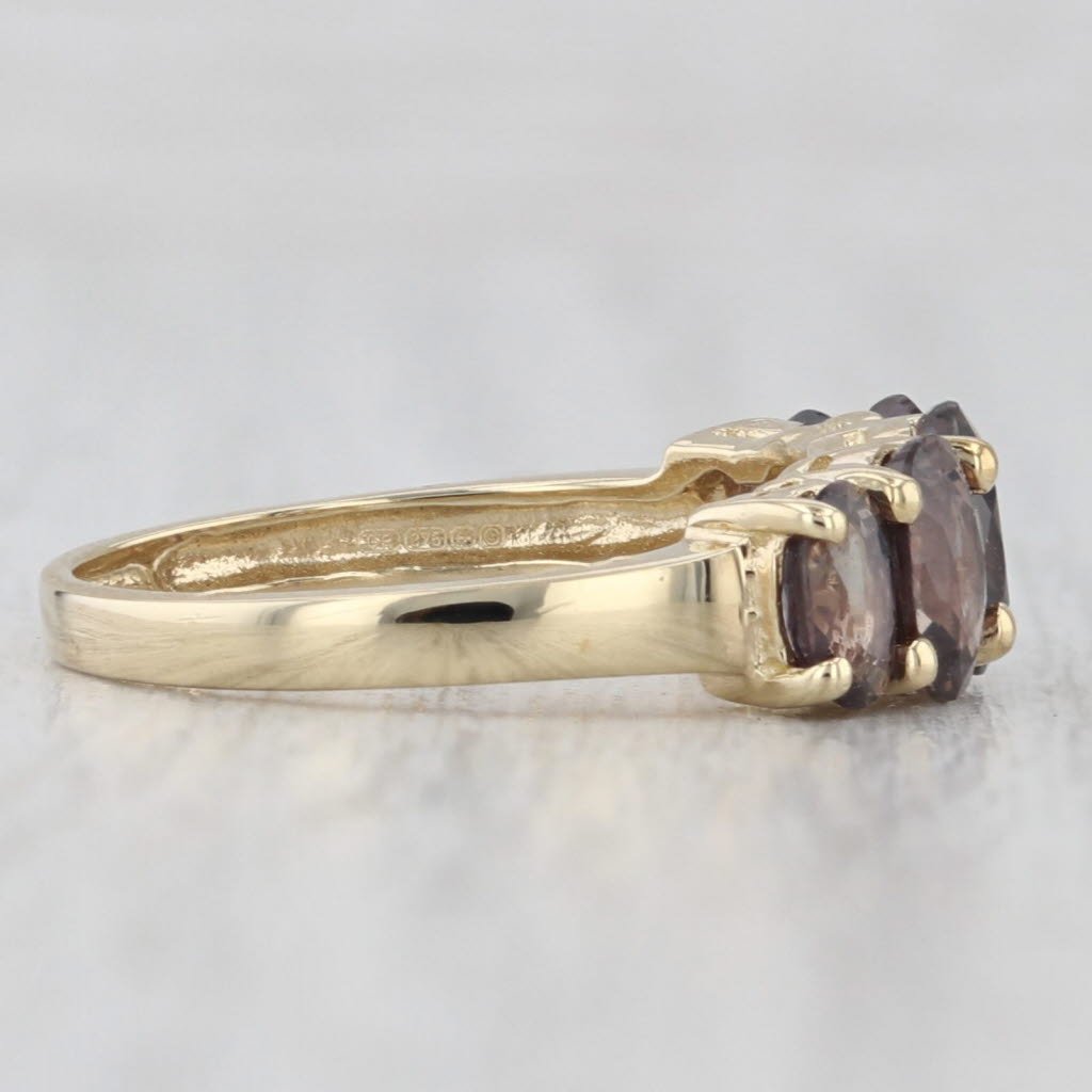 Light Gray 2.29ctw Pink Sapphire Ring 10k Yellow Gold Oval 5-Stone Size 5