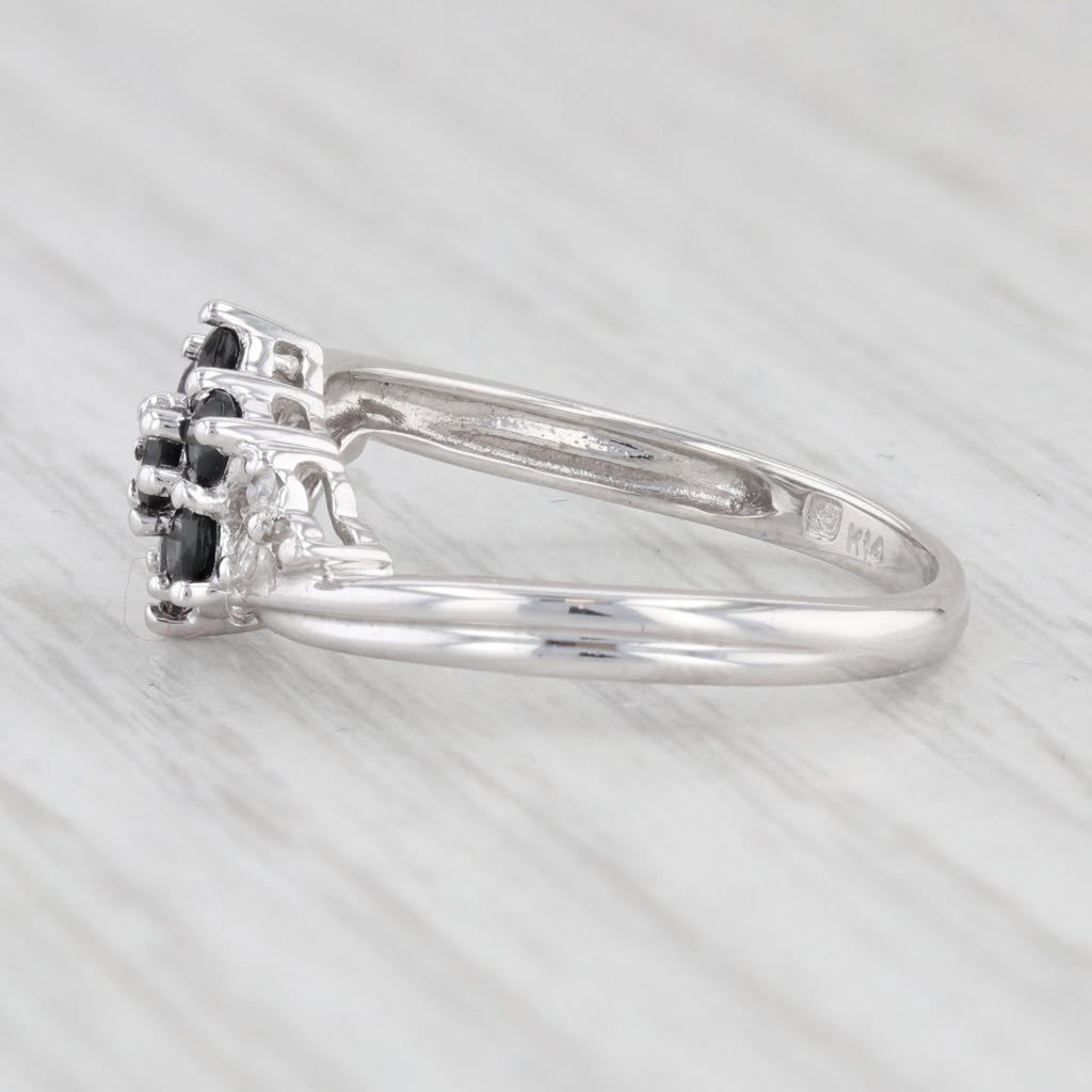 Light Gray 0.54ctw Green Tourmaline Flower Cluster Ring 14k White Gold Size 5.75 Bypass