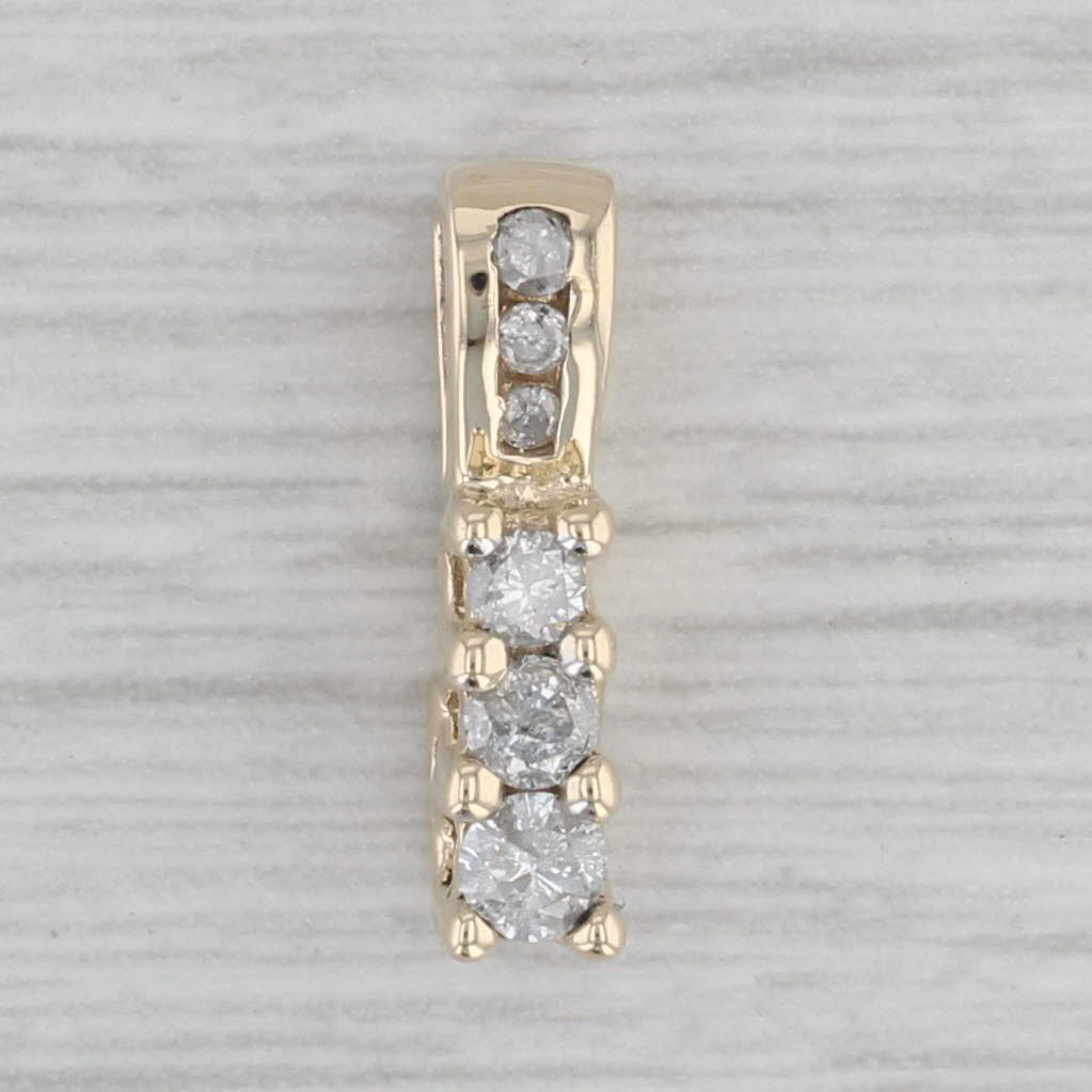 Gray 0.22ctw Diamond Journey Pendant 10k Yellow Gold Small 3-stone Drop