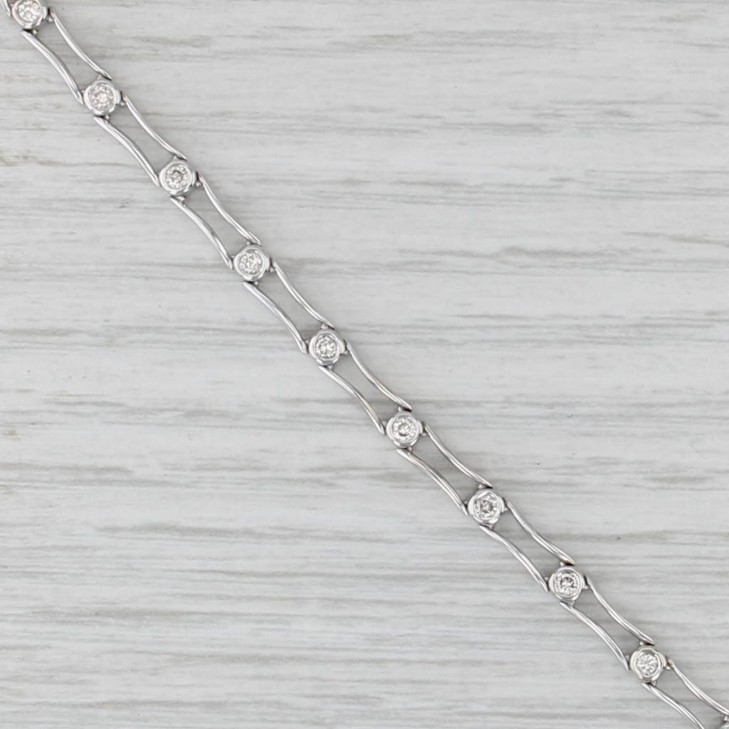 0.48ctw Diamond Bar Link Bracelet 14k White Gold 7" 3.5mm