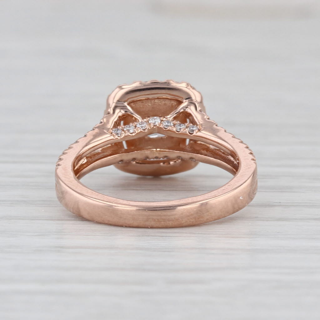 0.95ctw Lab Grown Princess Diamond Halo Engagement Ring 14k Rose Gold Size 5