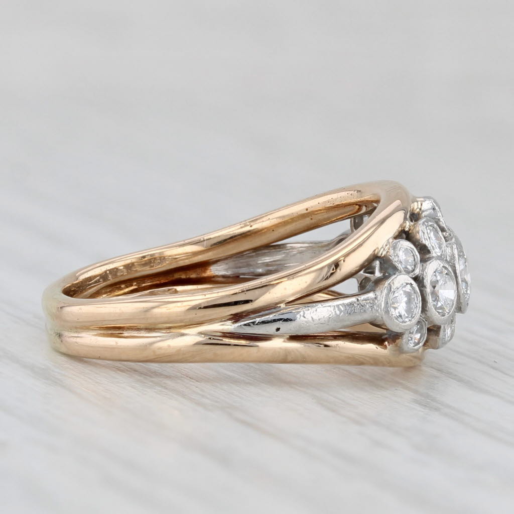 Light Gray 0.80ctw Diamond Cluster Ring 18k Yellow Platinum Size 7