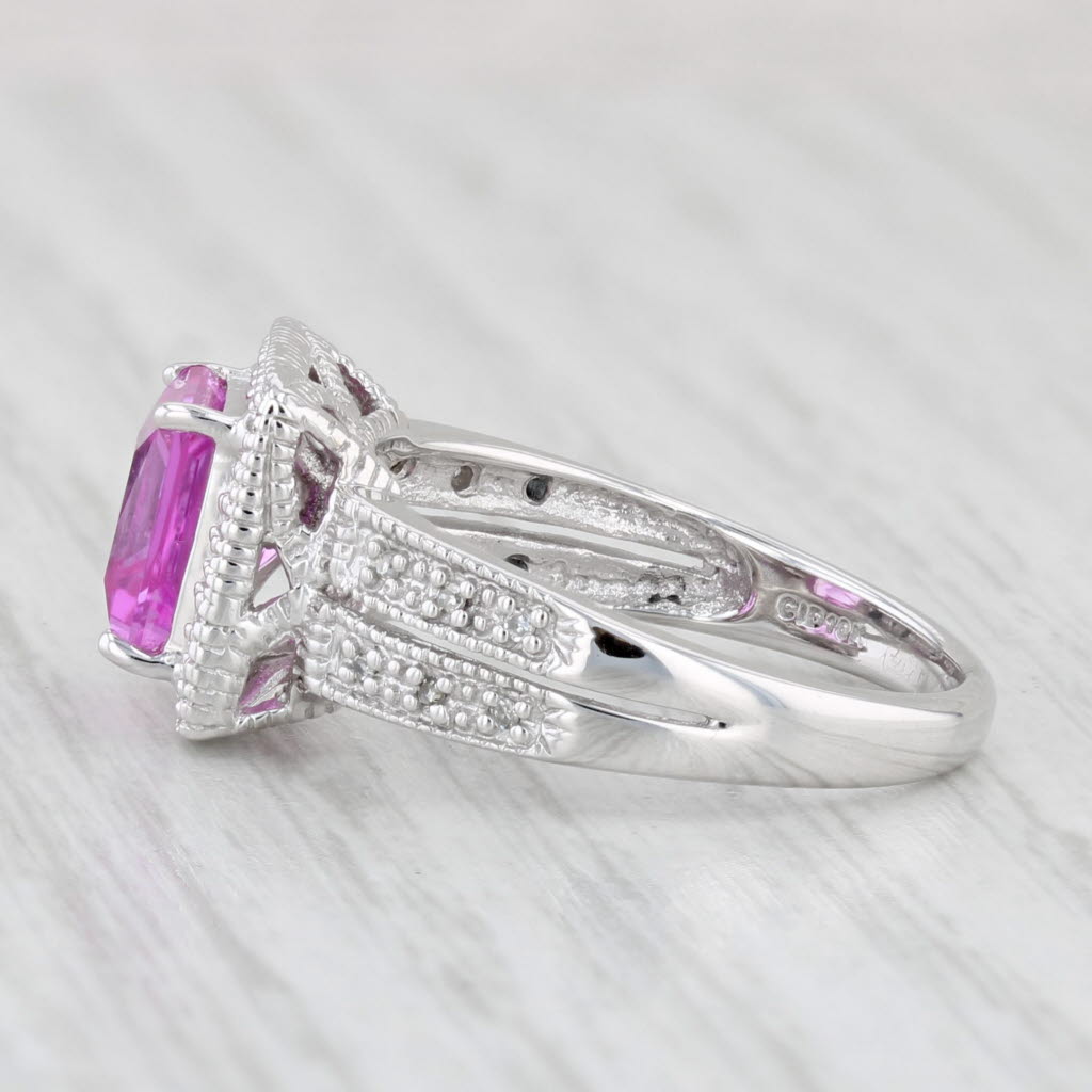 Light Gray 2.63ctw Lab Created Pink Sapphire Diamond Ring 10k White Gold Size 6.5