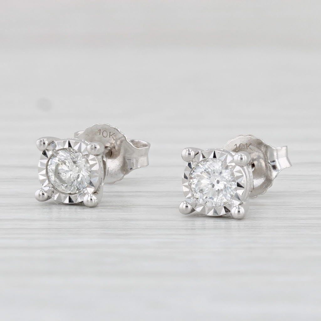 Light Gray 0.30ctw Diamond Stud Earrings 10k White Gold Round Solitaire Studs