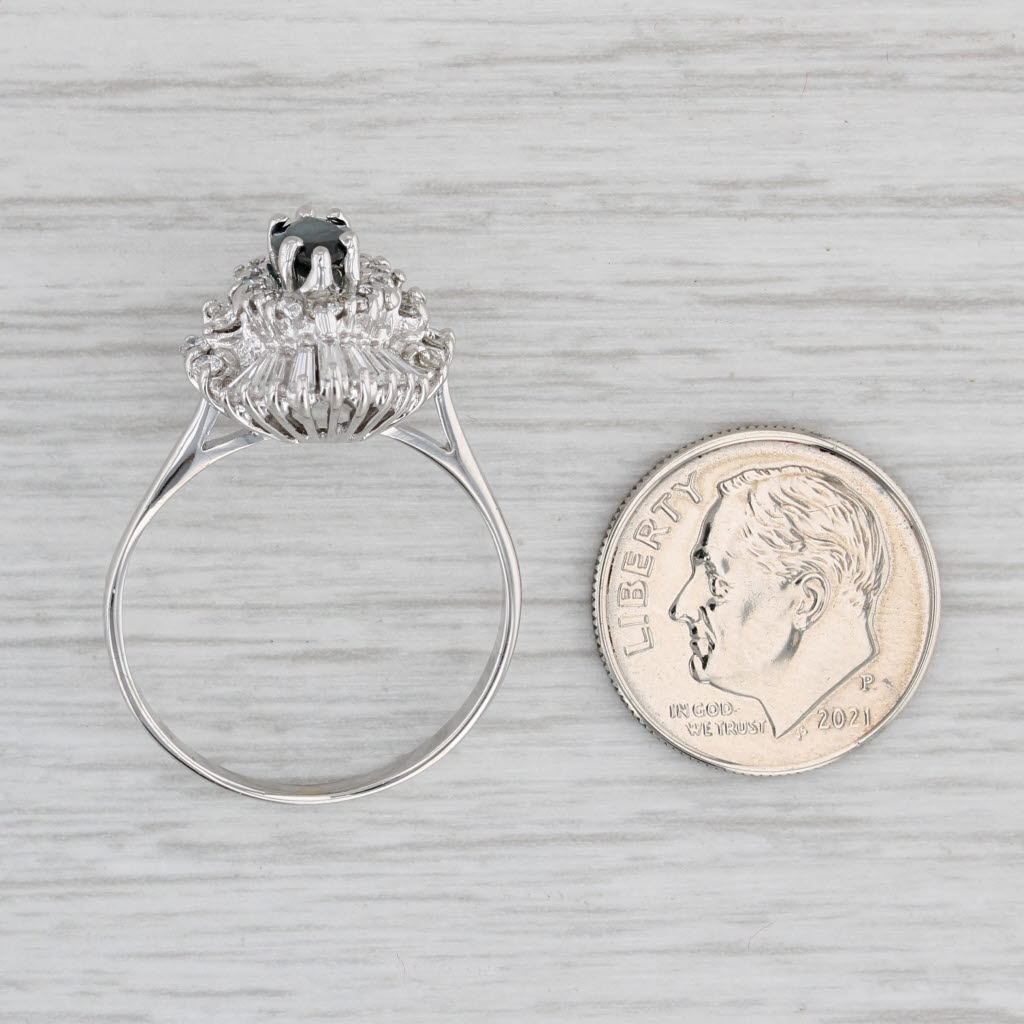 Light Gray Vintage 1.42ctw Marquise Blue Sapphire Diamond Halo Ring 18k White Gold Sz 9.5