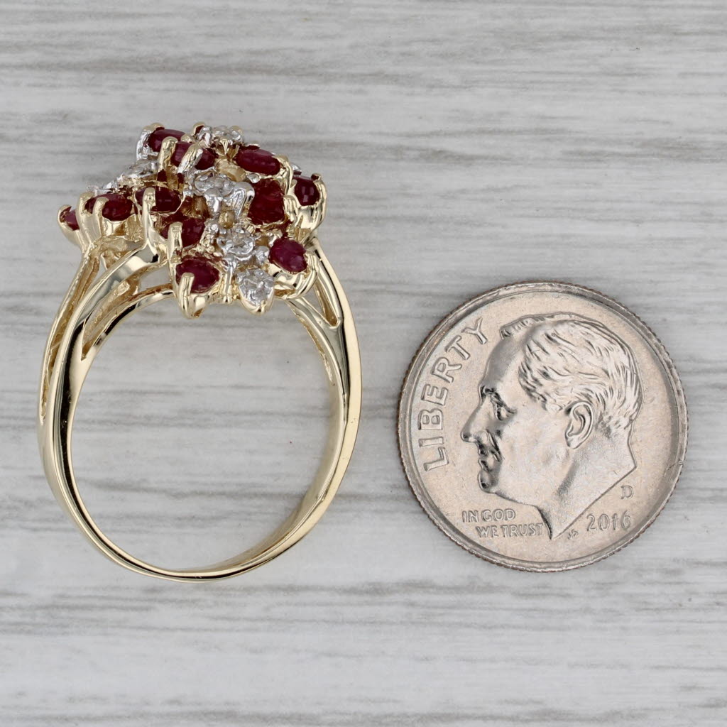 Gray 1.72ctw Diamond Ruby Cluster Ring 14k Yellow Gold Size 7.5