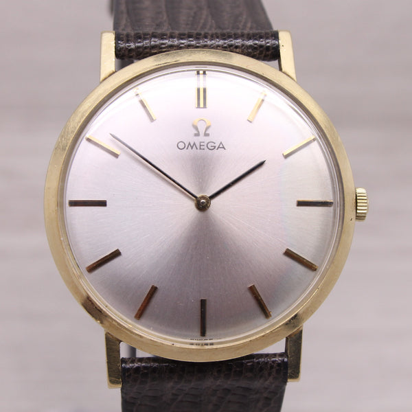 Gray Vintage 1970's Omega 14k Solid Gold 33mm Mens Dress Watch cal.625 Original