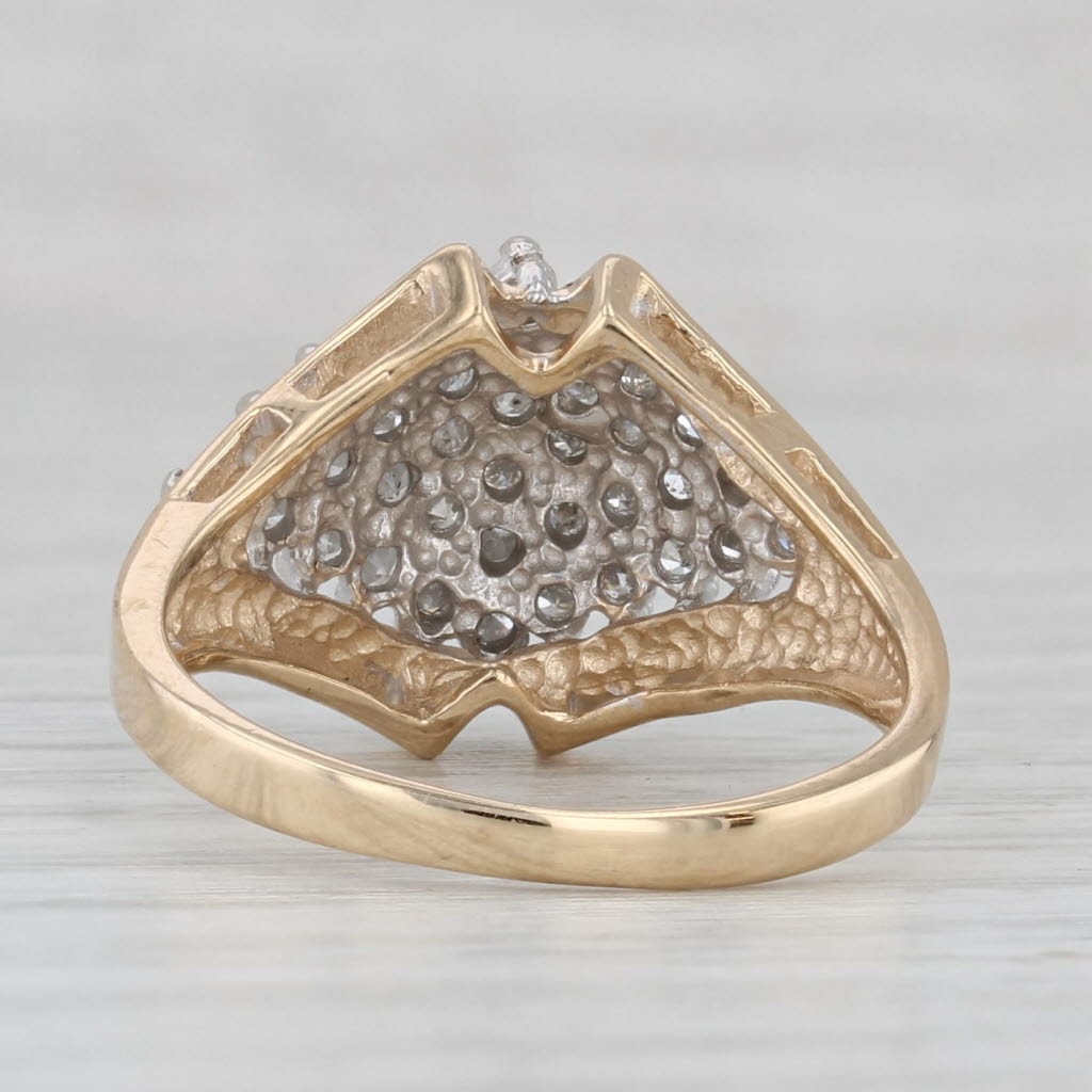 Light Gray 0.35ctw Diamond Cluster Ring 10k Yellow White Gold Size 7