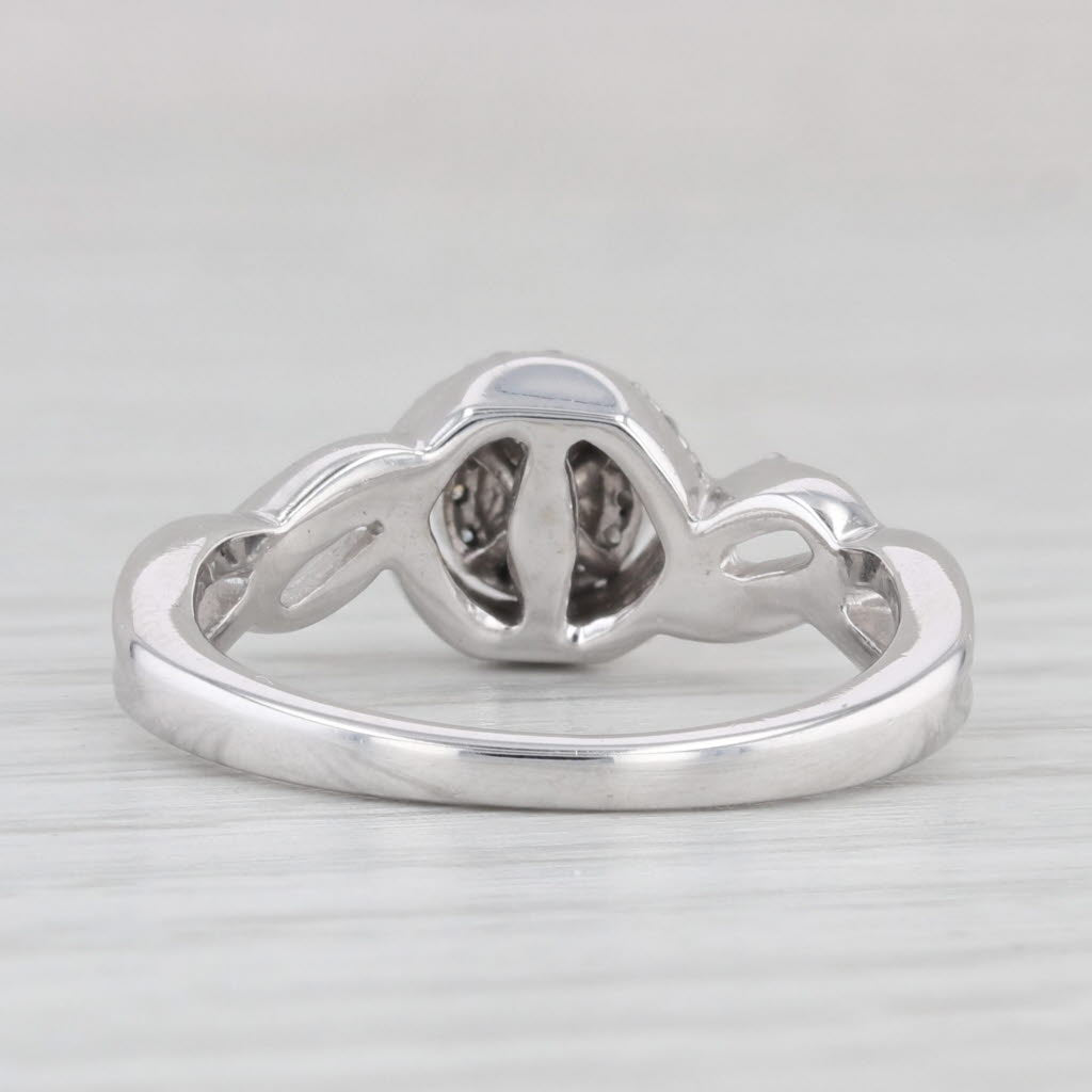 Light Gray Round Diamond Halo Engagement Ring 10k White Gold Size 5.75