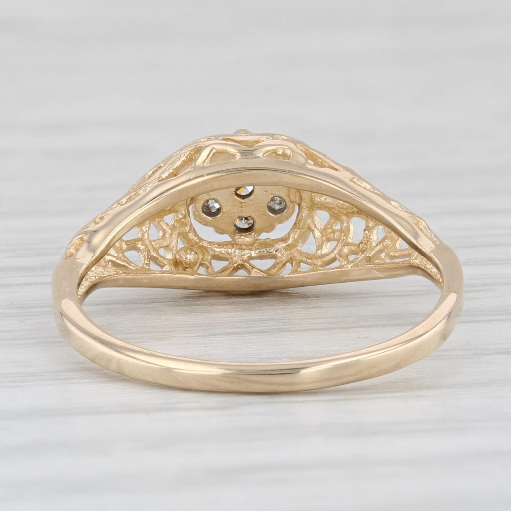 Light Gray Diamond Cluster Engagement Ring 10k Yellow Gold Size 6.5