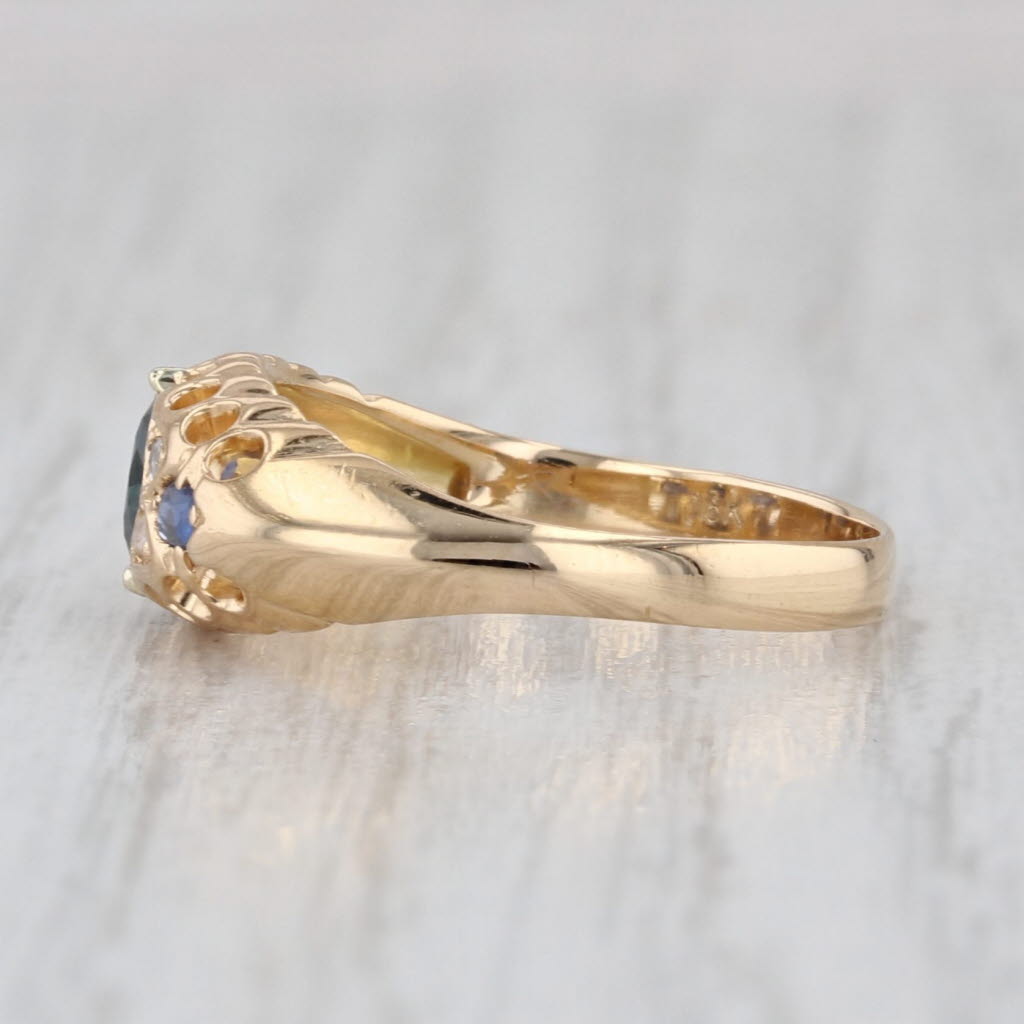 0.46ctw Blue Sapphire Diamond Ring 18k Yellow Gold Size 6.25
