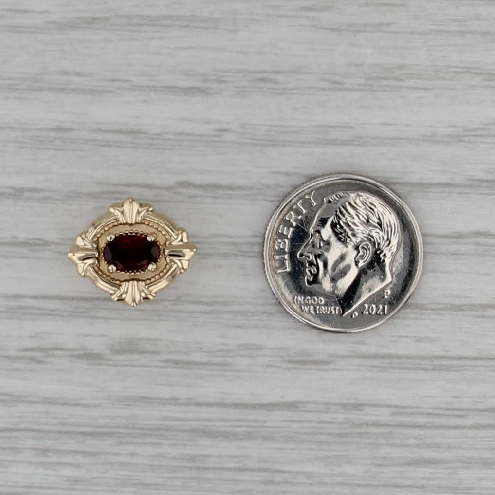 Vintage 0.50ct Oval Garnet Solitaire Slide Bracelet Charm 14k Yellow Gold