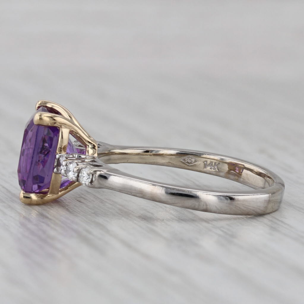 Gray 2.66ctw Amethyst Diamond Ring 14k White Yellow Gold Size 8