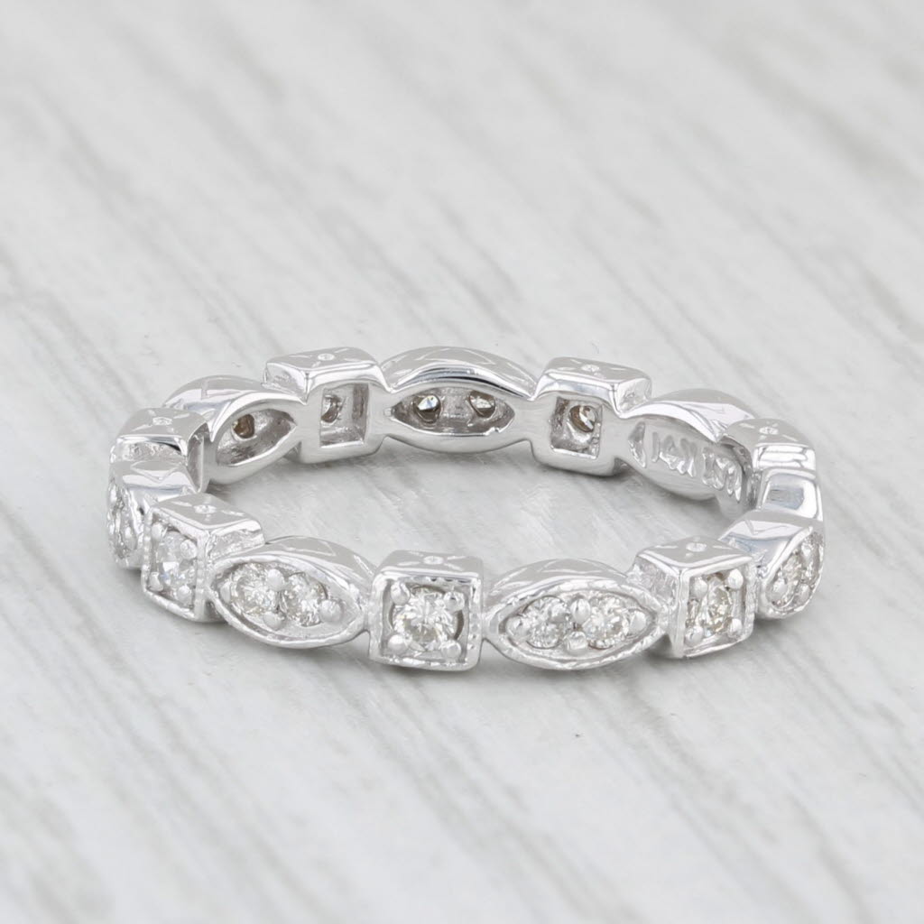 Light Gray 0.28ctw Diamond Eternity Band 14k White Gold Size 5 Stackable Wedding Ring