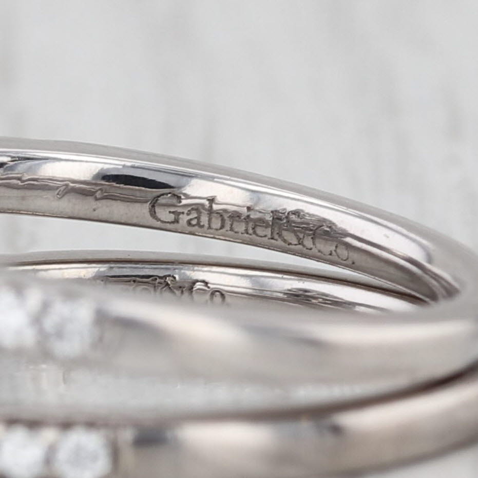 Gabriel EGL Pear Diamond Halo Engagement Ring Wedding Band Bridal Set 18k Gold
