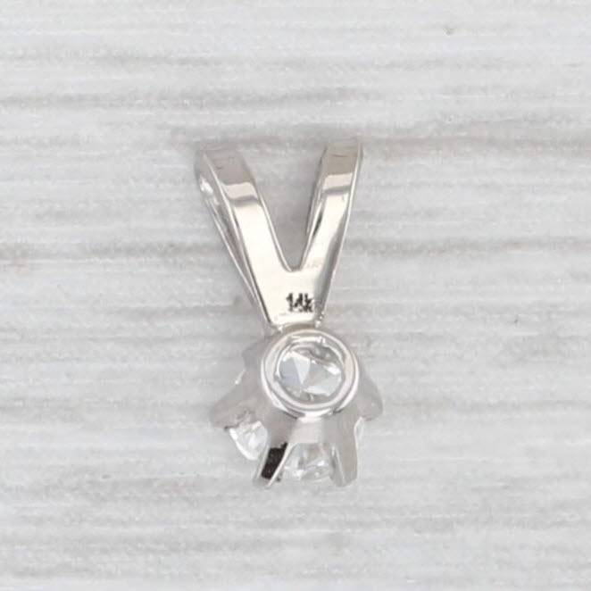 Light Gray New 0.13ct Round Solitaire Small Drop Pendant 14k White Gold