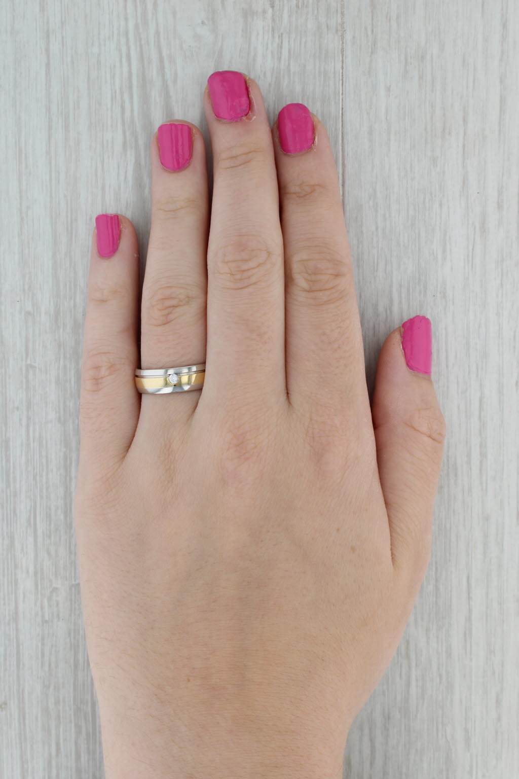 Dark Gray Diamond Men's 2-Toned Wedding Band 18k Gold Platinum Size 8.75 Ring