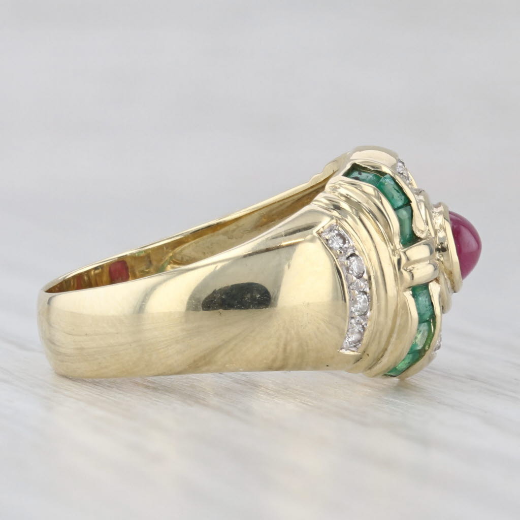 Light Gray 0.56ctw Diamond Ruby Sapphire Emerald Ring 14k Yellow Gold Size 7 Cocktail
