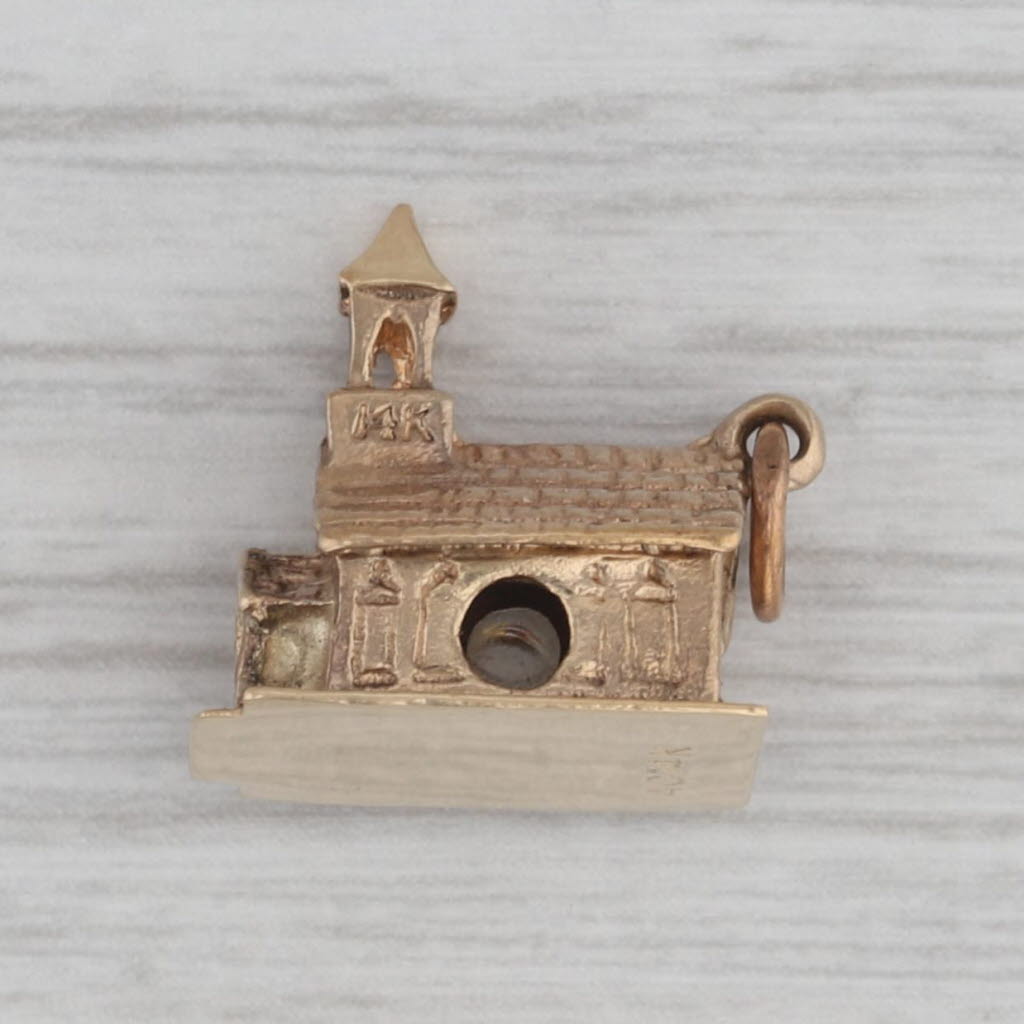 Gray Vintage Stanhope Church Charm 14k Yellow Gold Pendant Missing Insert AS IS