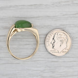 Nephrite Jade Trillion Cabochon Solitaire Ring 14k Yellow Gold Size 8.25