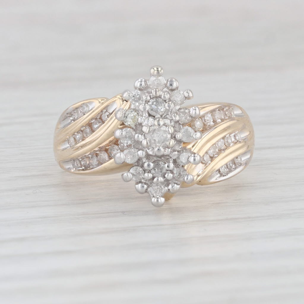 Light Gray 0.33ctw Diamond Cluster Ring 10k Gold Size 7.25 Bypass