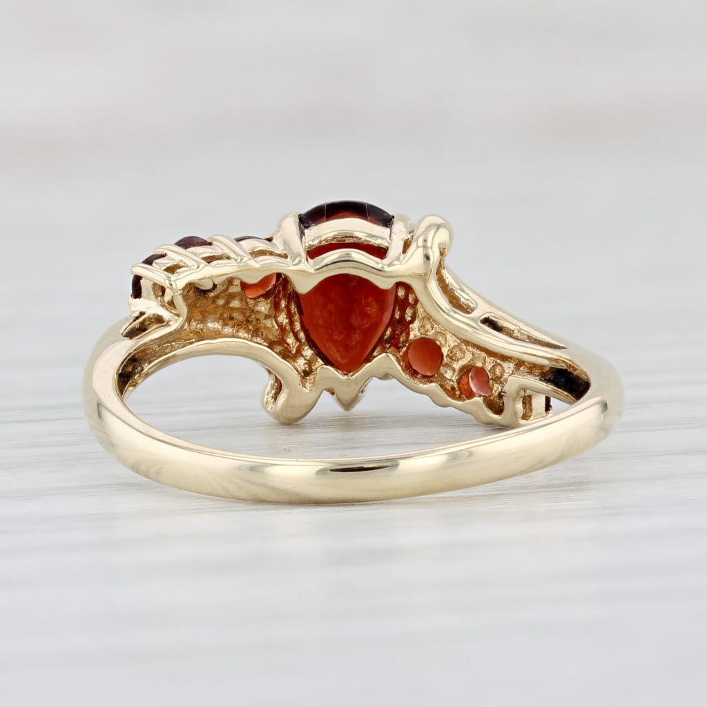 Light Gray 1.60ctw Pear Garnet Ring 14k Yellow Gold Size 8.25 Bypass