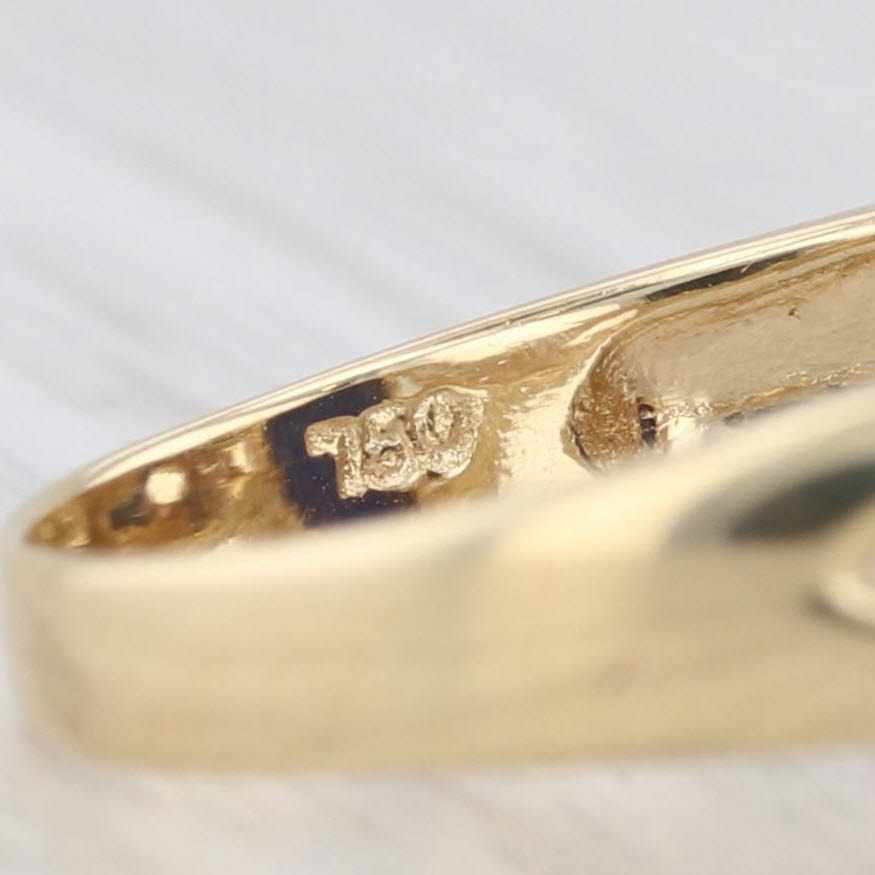 Light Gray Lapis Lazuli Diamond Ring 18k Yellow Gold Size 6.5 Oval Cabochons