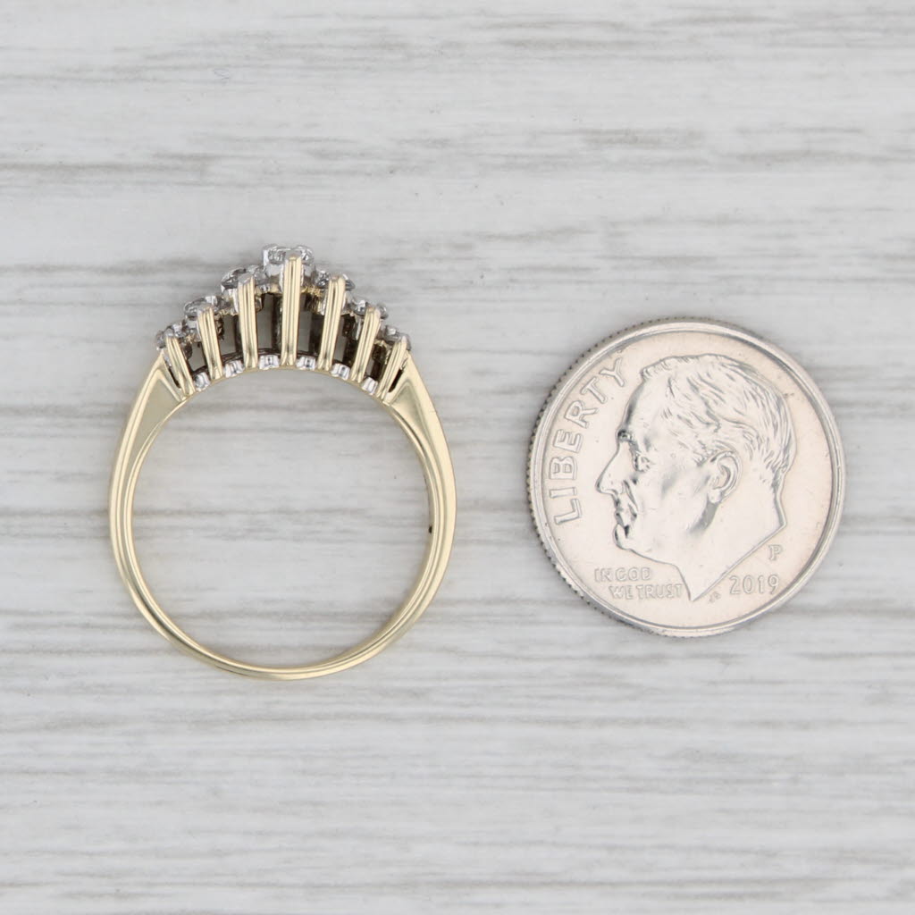 Light Gray 0.44ctw Diamond Tiered Pyramid Ring 14k Yellow Gold Size 6 Stackable