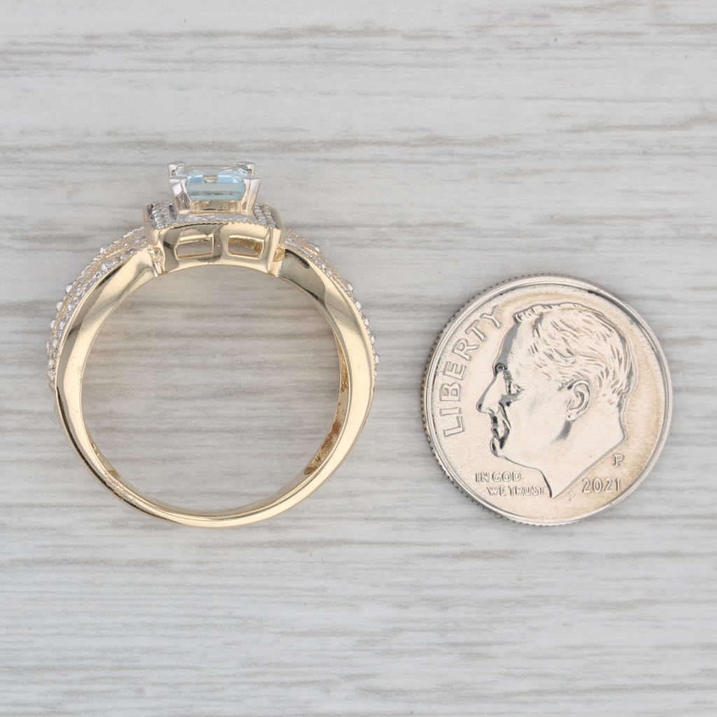 Gray 1.14ctw Aquamarine Diamond Cocktail Ring 14k Yellow Gold Size 8.25