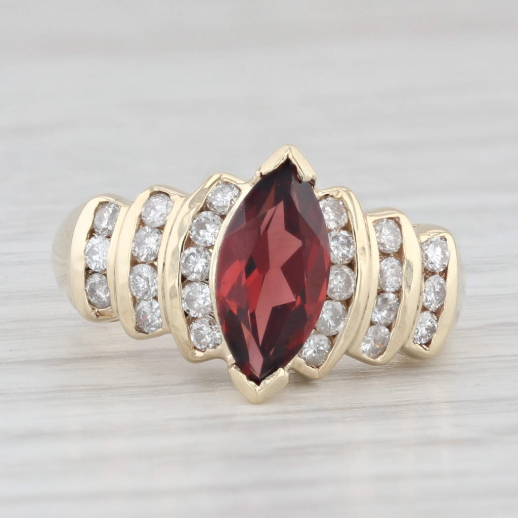 Light Gray 1.66ctw Marquise Garnet Diamond Ring 14k Yellow Gold Size 5