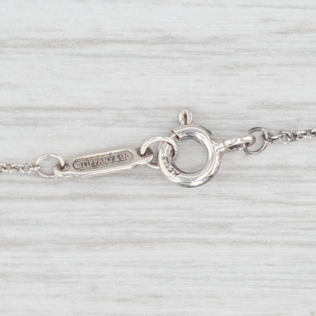 Light Gray Tiffany & Co Heart Skeleton Key Pendant Necklace Sterling Silver Blue Enamel 16"