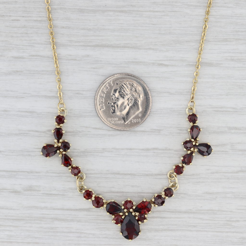 Vintage 7.10ctw Garnet Necklace 14k Yellow Gold 17.5" Cable Chain