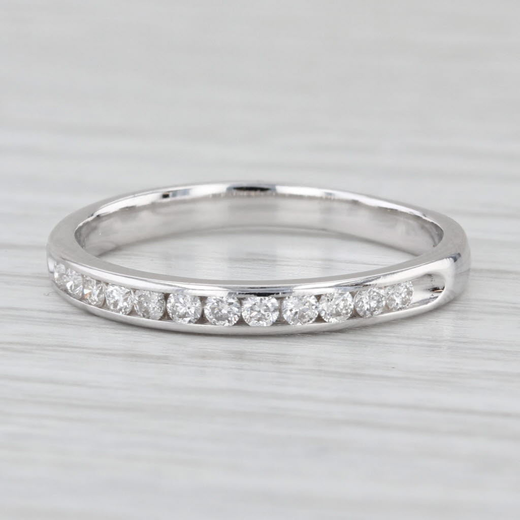0.24ctw Diamond Wedding Band 10k White Gold Size 7.5 Stackable Anniversary Band