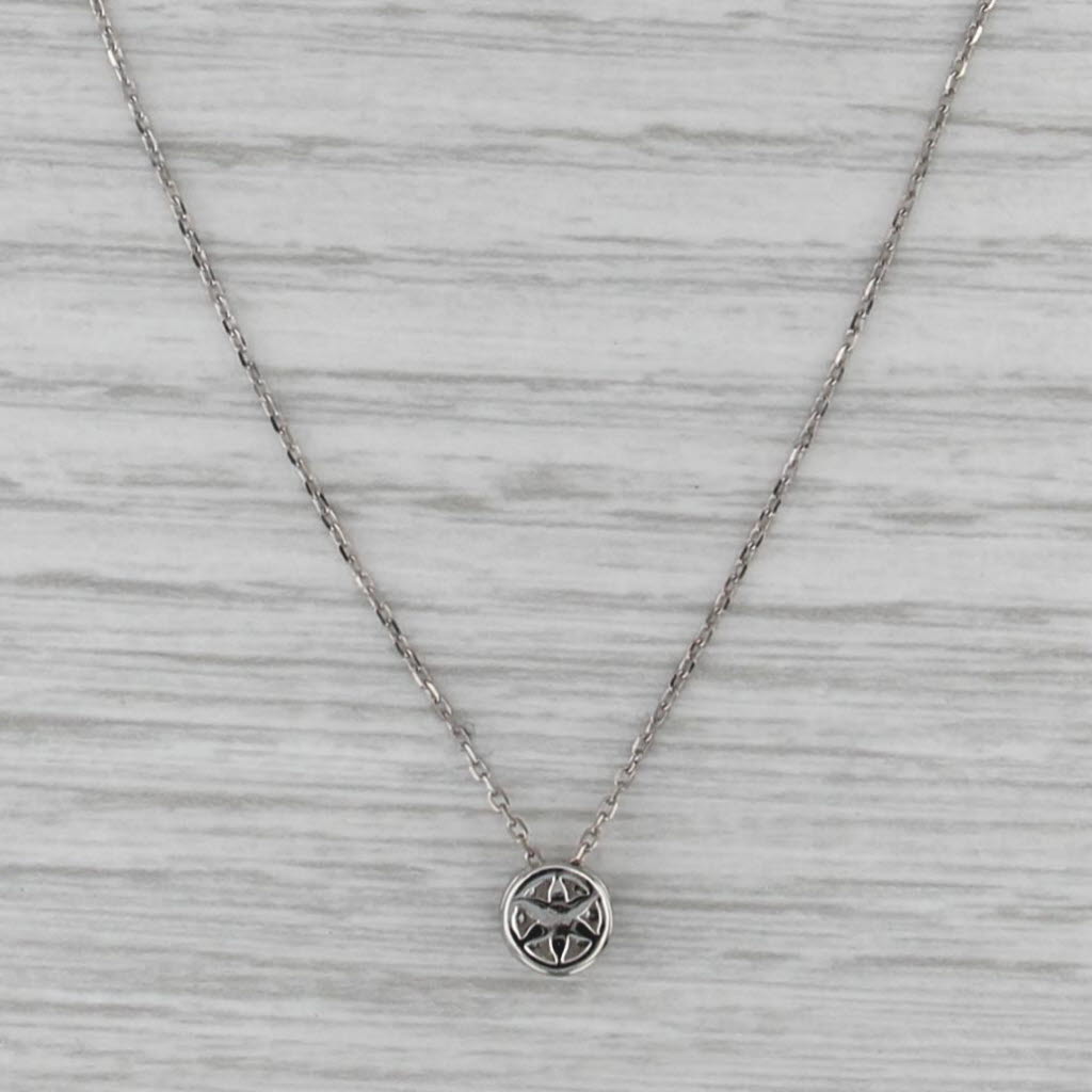 0.18ctw Small Diamond Cluster Pendant Necklace 10k White Gold 16-18" Cable Chain