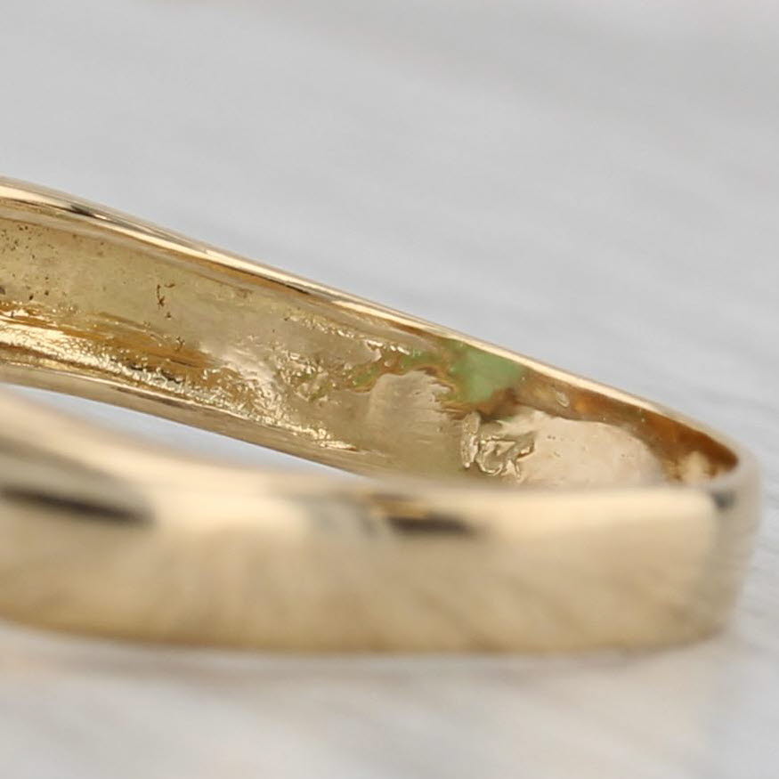 Gray Jadeite Jade Diamond Ring 18k Yellow Gold Size 7.25 Oval Cabochon