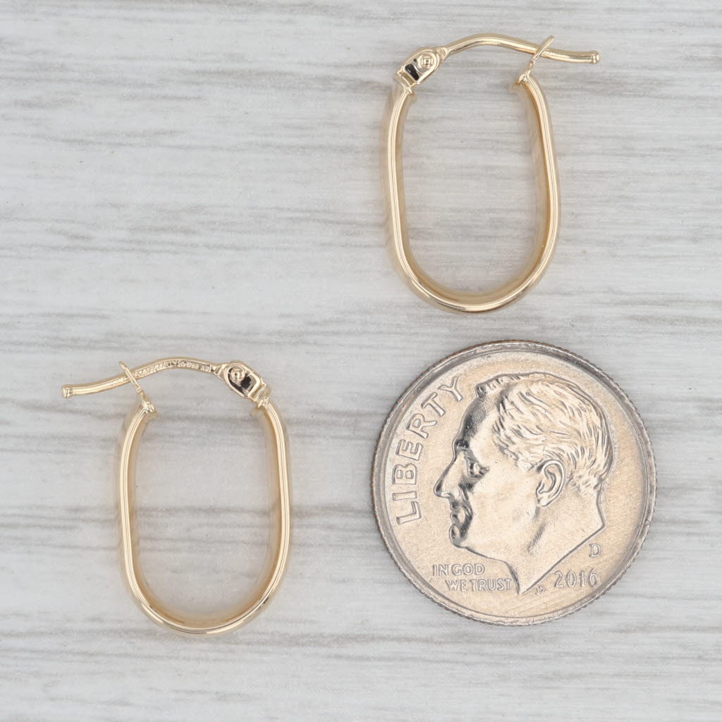 Gray New Oval Hoop Earrings 14k Yellow Gold Snap Top Posts Small Hoops