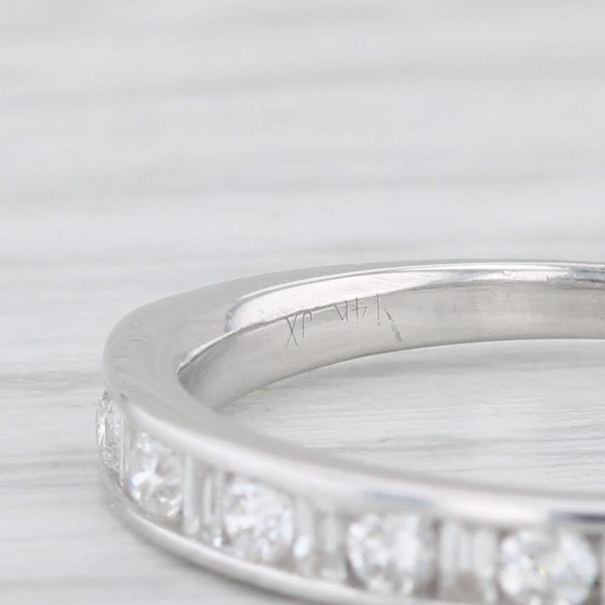 Light Gray 0.36ctw Diamond Wedding Band 14k White Gold Size 5.25 Stackable Anniversary Ring