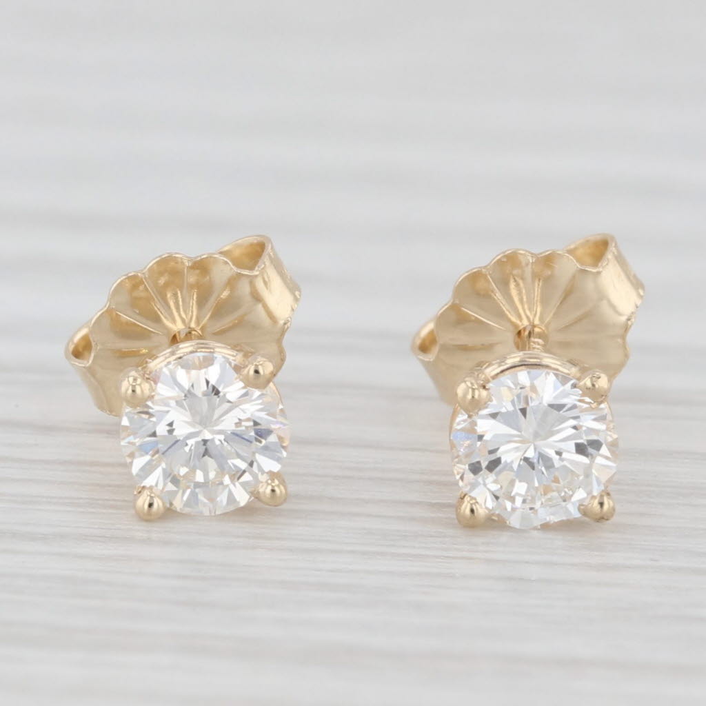 Light Gray New 0.67ctw Diamond Stud Earrings 14k Yellow Gold Round Solitaire Studs