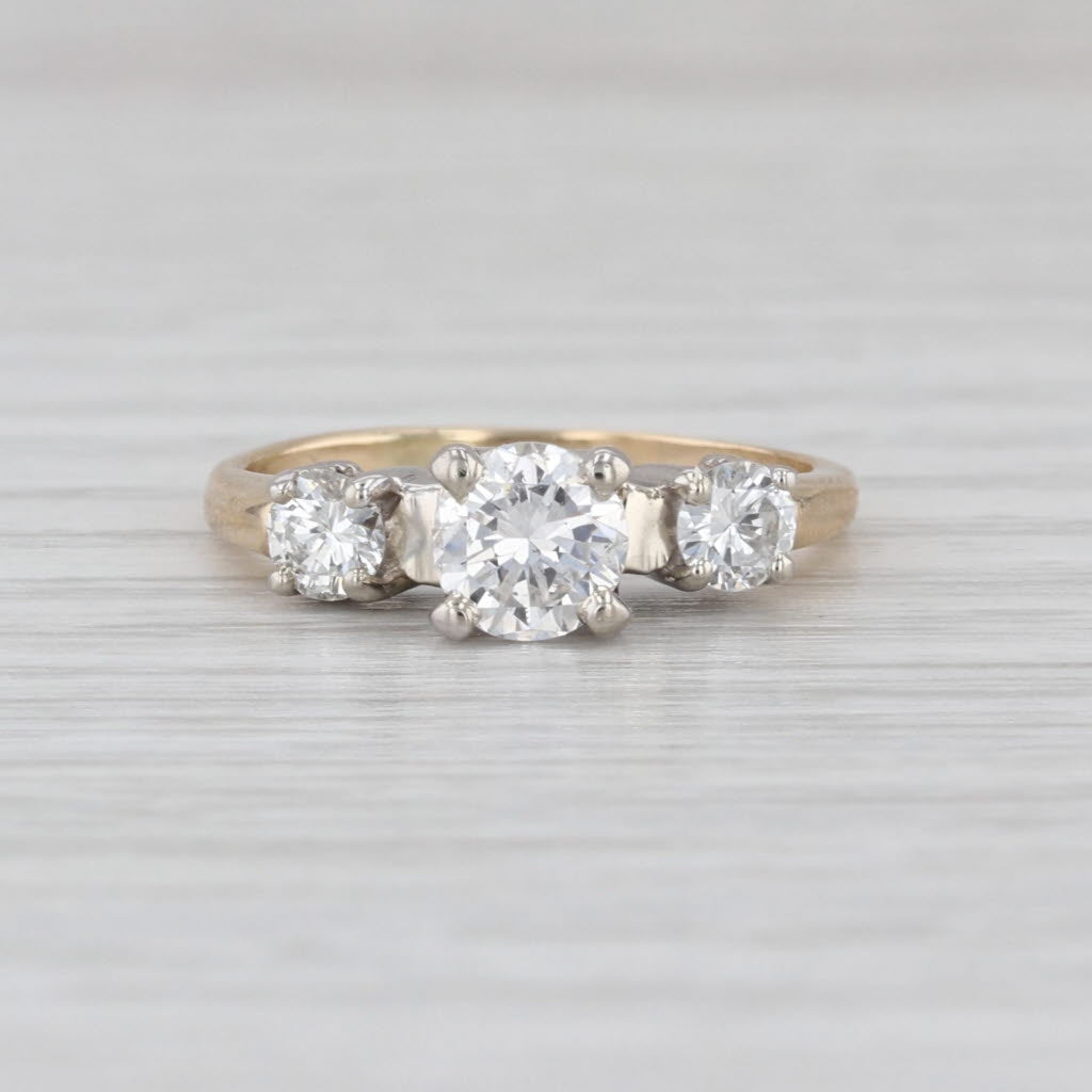 0.72ctw Round Diamond 3-Stone Engagement Ring 14k White Yellow Gold Size 5.25